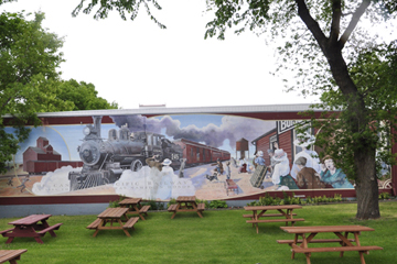 Romance on the Railroad mural in Boissevain